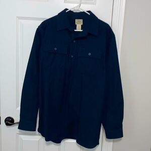 LL Bean men’s large regular navy blue thick cotton ling sleeve shirt